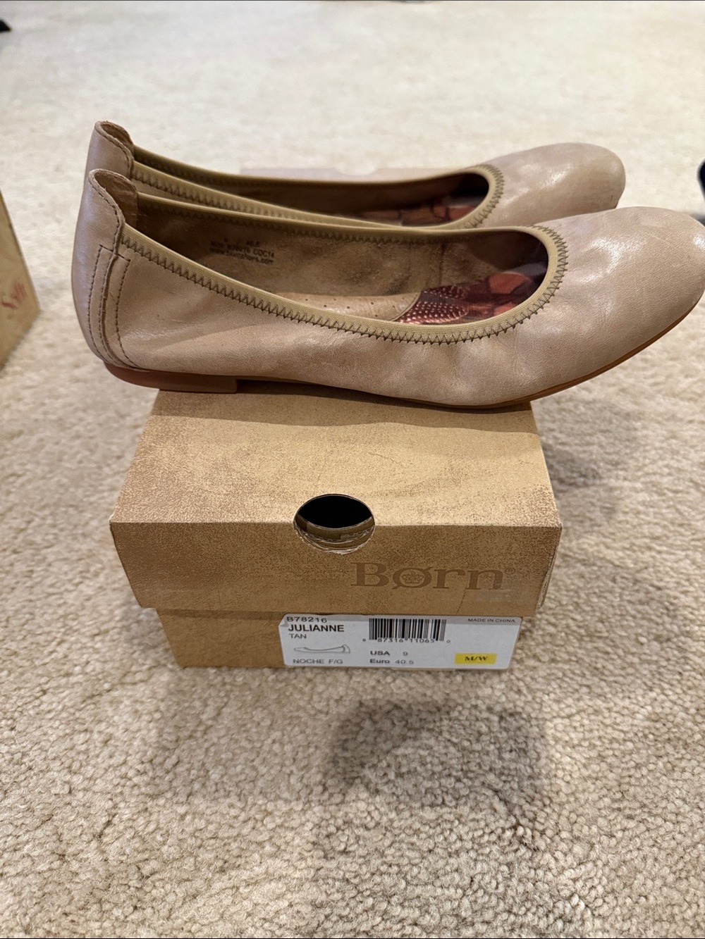 Born Julianne Ballet Flats in Tan Leather
